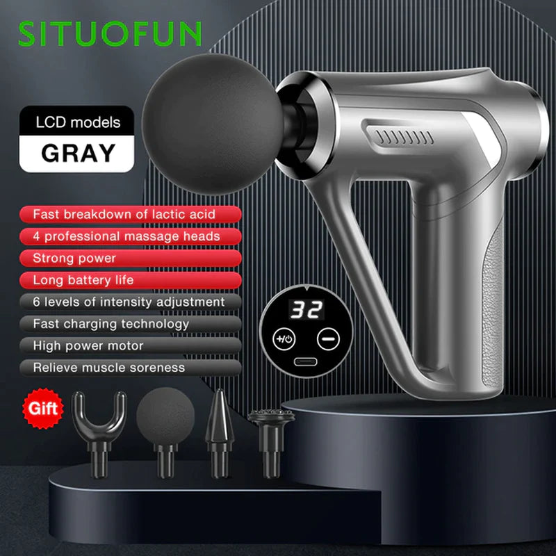 "SITUOFUN Ultimate Massage Gun: 32 Levels of Deep Tissue Relief for Neck, Body, and Back Muscles - Experience the Power of Electric Pistol Massager for Exercise, Relaxation, and Pain Relief!"