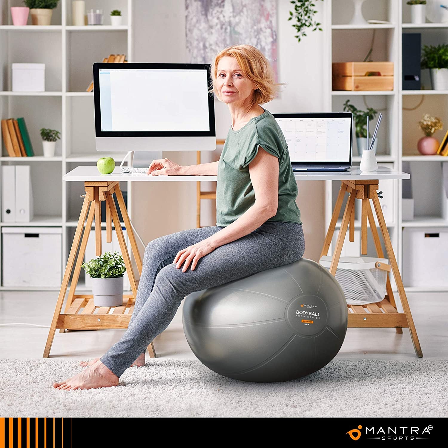 "Ultimate Fitness and Wellness Ball: Enhance Your Workout and Improve Balance with Our Extra Thick Exercise Ball - Perfect for Yoga, Pilates, Pregnancy, and Therapy - Includes Pump and Guide!"